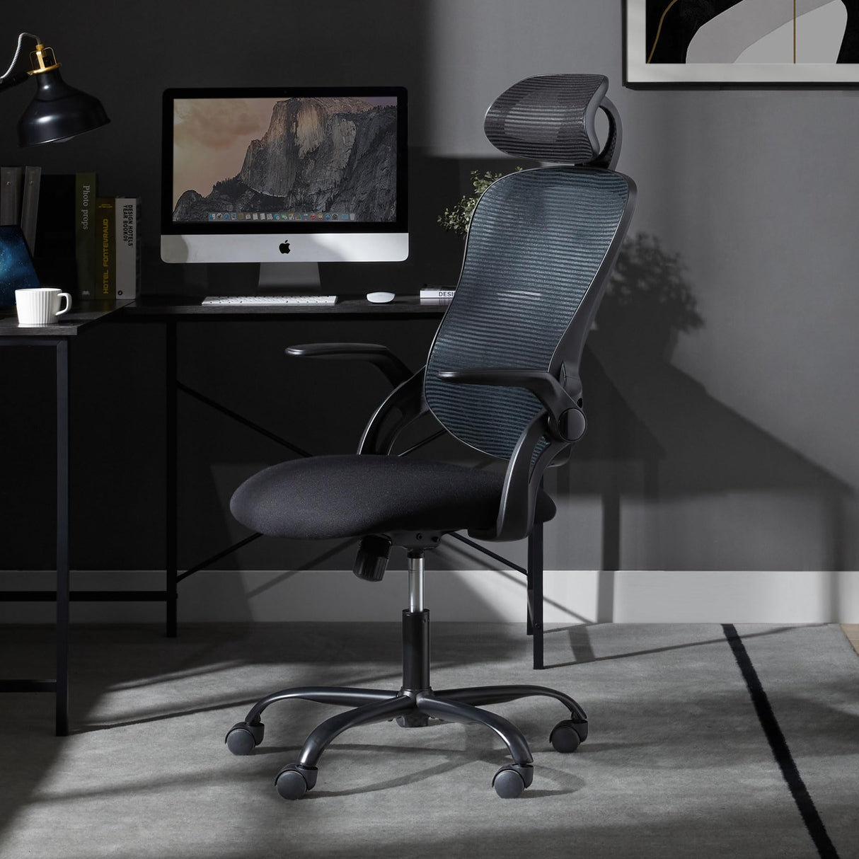 Home Mesh Office Chair-Computer Desk Swivel Reclining Chair with Wheels, Lumbar Support