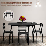 5Pcs Dining Table Set for 4, Modern Metal and Wood Indoor Rectangular Dining