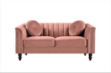 Tufted Velvet Sofa with Removable Cushions and Turned Wood Legs,