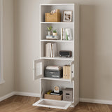 Bookshelf with Doors 2PCS, 5 Shelf Bookcase with Acrylic Cabinet Doors,Modern White