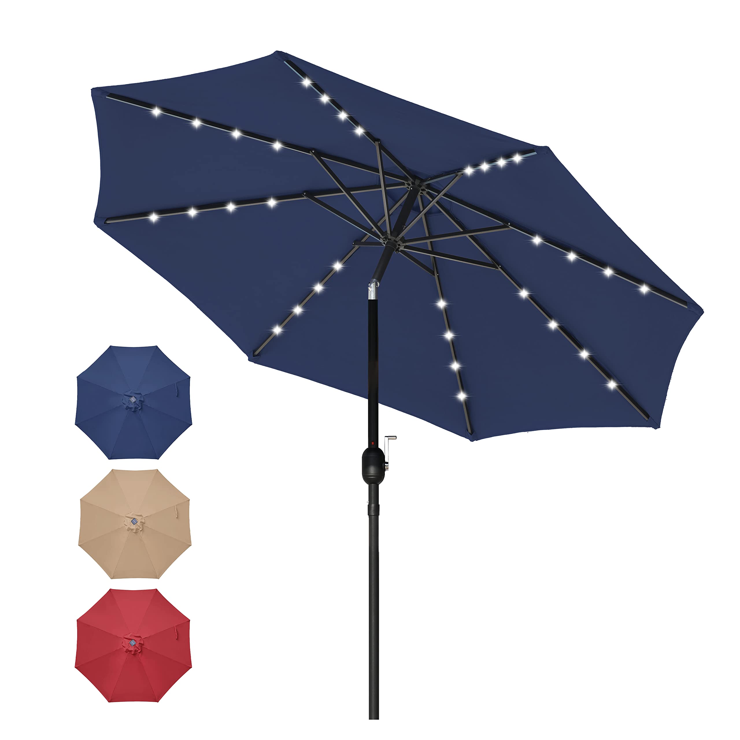 Solar Umbrella 32 LED Lighted Patio Umbrella Table Market Umbrella