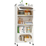 Kitchen Pantry Storage Cabinet with 4 Flip-up PC Doors, Bathroom Storage Cabinet