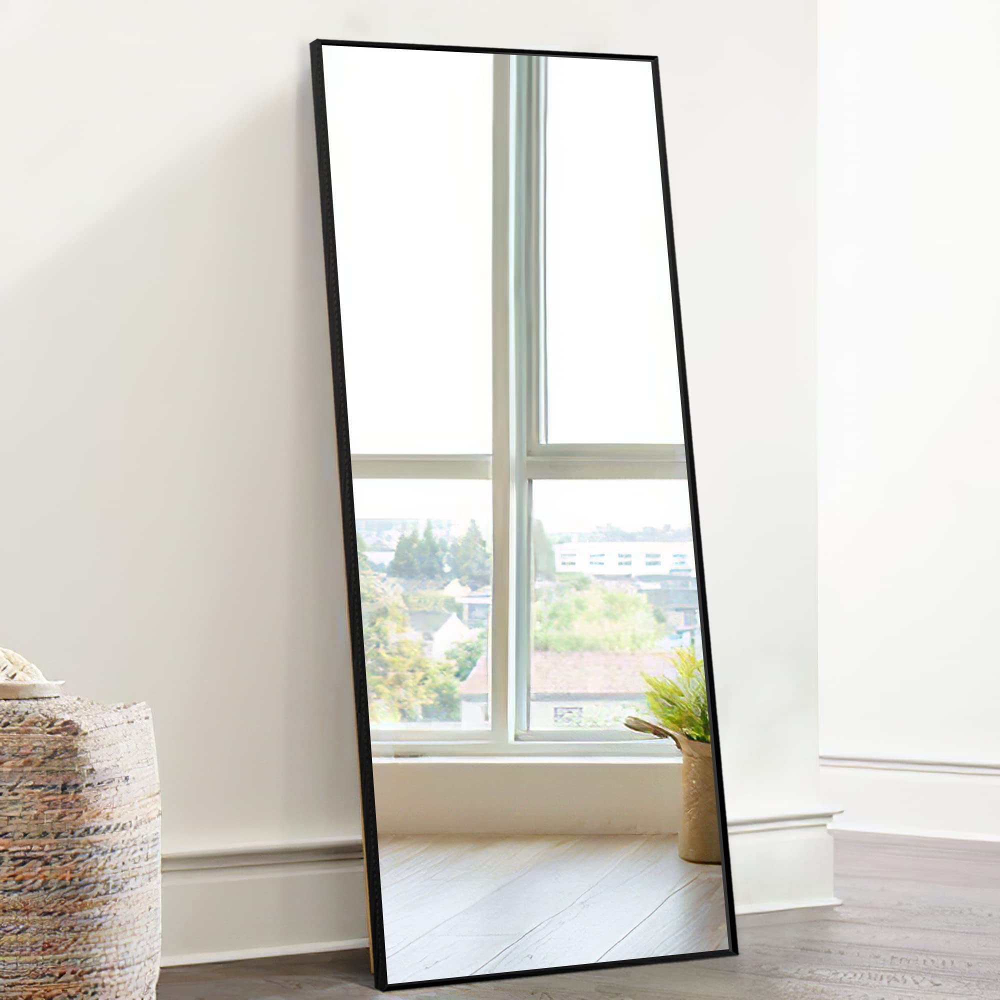 55" X 16" Full Length Mirror Aluminum Alloy Thin Frame Floor Wall Mirror Dressing Mirror