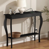 Console Table with Outlets and USB Ports, Narrow Sofa Table,