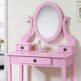 Moniys Moniya Pink Wood Makeup Vanity Table and Stool Set