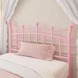 Twin Bed Frame with Crown-Shaped Headboard, Princess Bed for Kids/Girls, Heavy Duty Metal Platform Bed with Iron-Art Headboard and Footboard, No Box Spring Needed, Easy Assembly, Pink