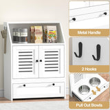 Dog Feeding Station with Storage Cabinet & 2 Raised Bowls