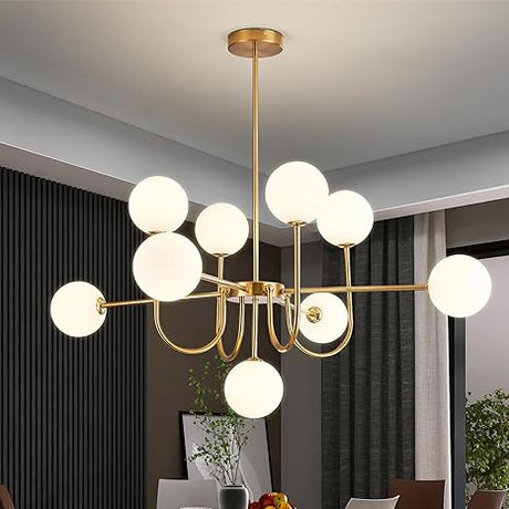 12 Lights Modern Globe Chandelier,Mid Century Gold Bubble Chandelier