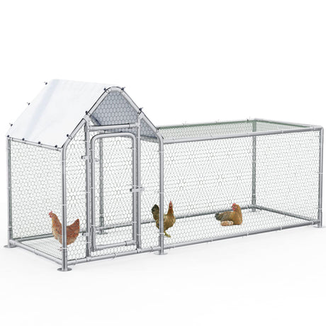 Ketive Chicken Coop Large Wooden Chicken Tractor - with Wheels Waterproof Outdoor Hen House Poultry Cage Back Yard Chicken Coops with Run, Laying Boxes and Secure Enclosure (Sloping Roof)