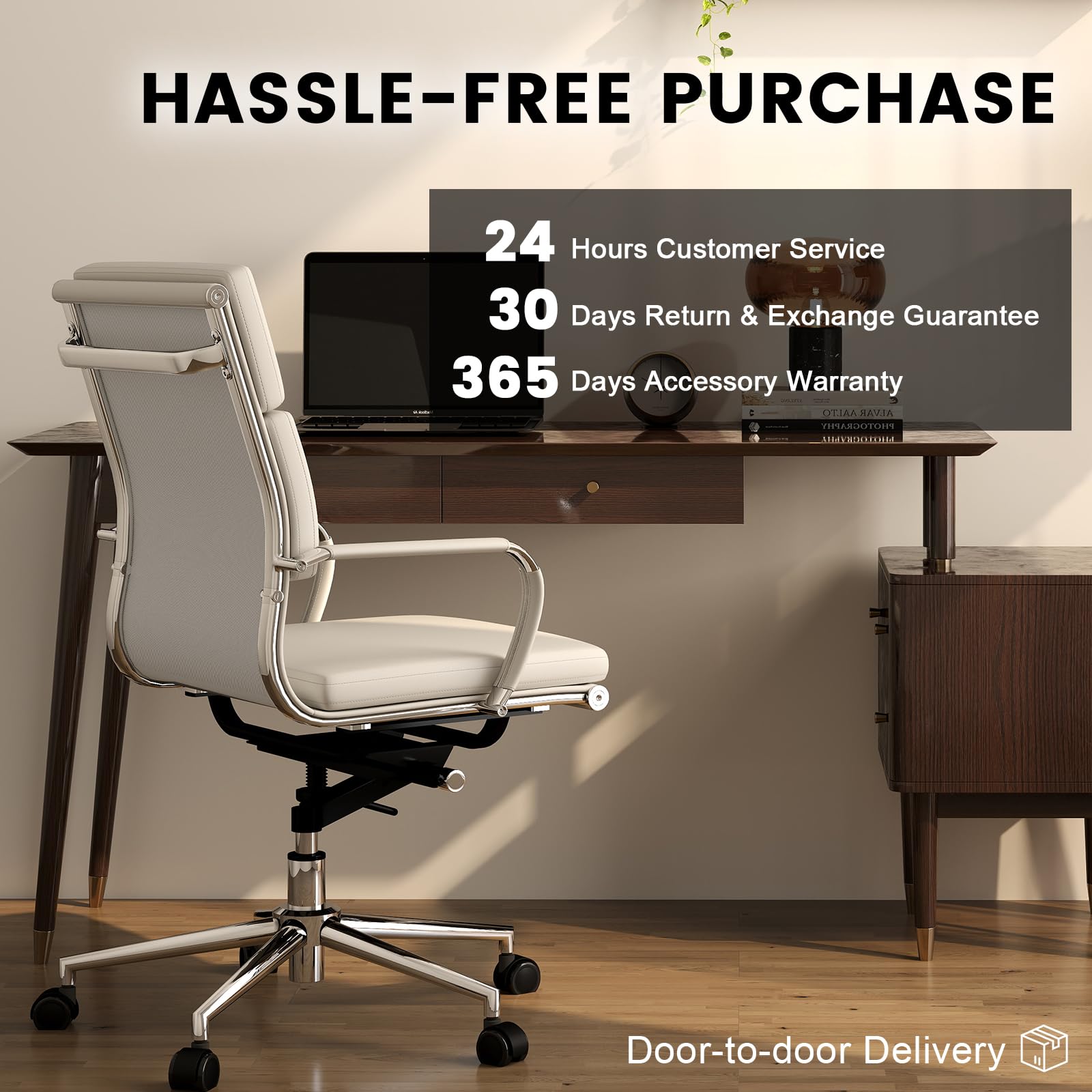 Ribbed Office Desk Chair Mid-Back Ergonomic Chair