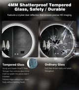 36 Inch Round LED Bathroom Mirror - Dimmable with 3 Color Modes & Anti-Fog