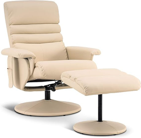 Reclining Chair with Massage, 360 Swivel Living Room Chair Faux Leather