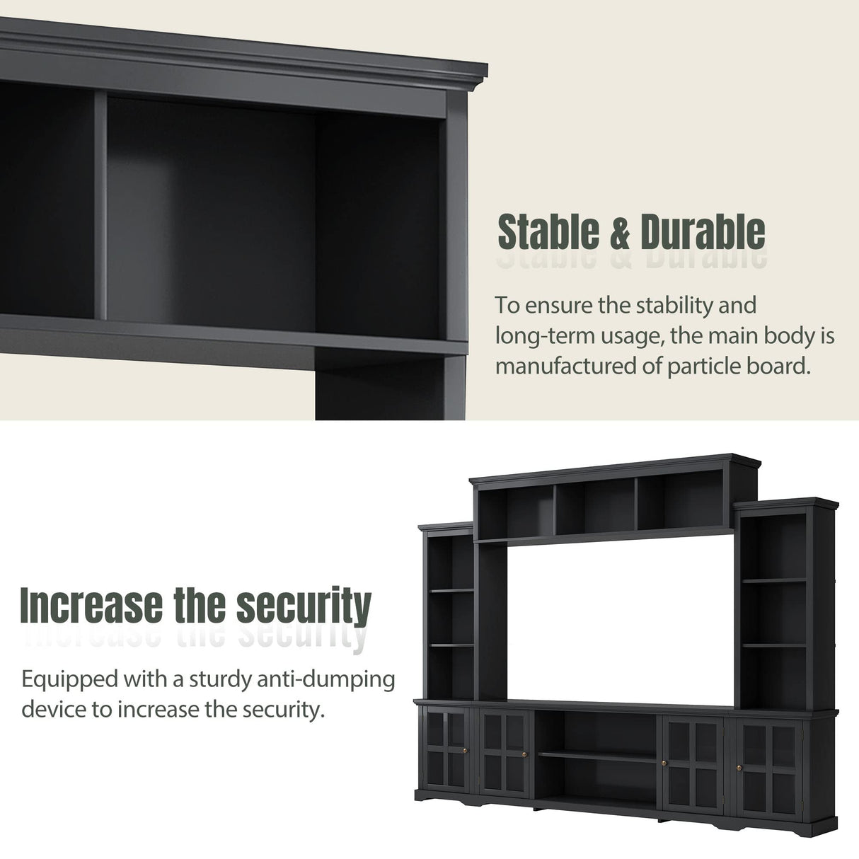 Wall Unit Entertainment Center with Bookshelves, Entertainment Wall Unit