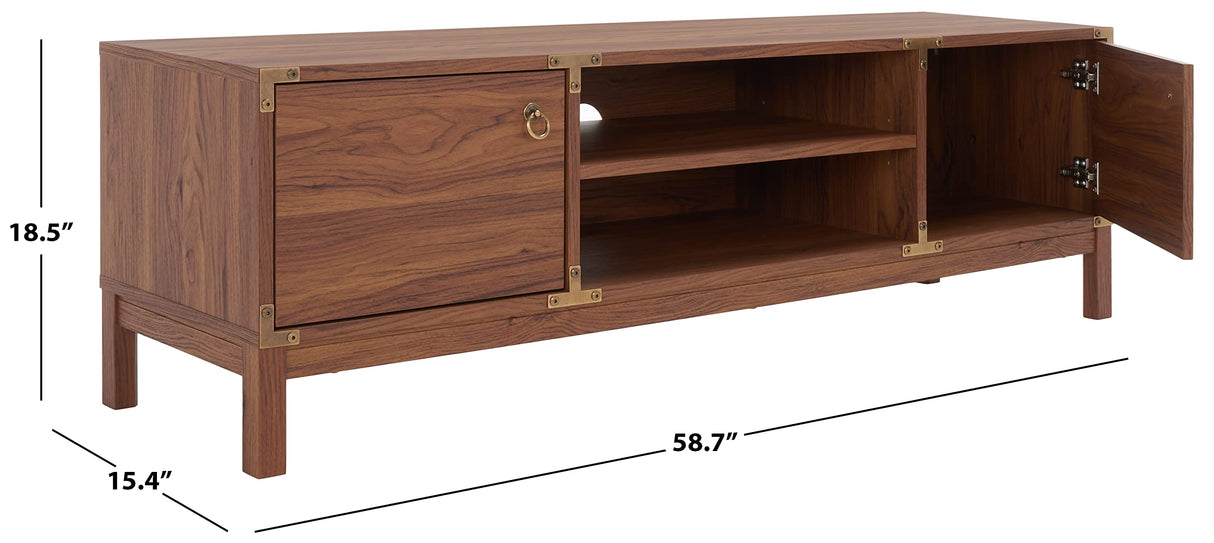 Safavieh Home Collection MED9612 Media Stand, Walnut/Gold