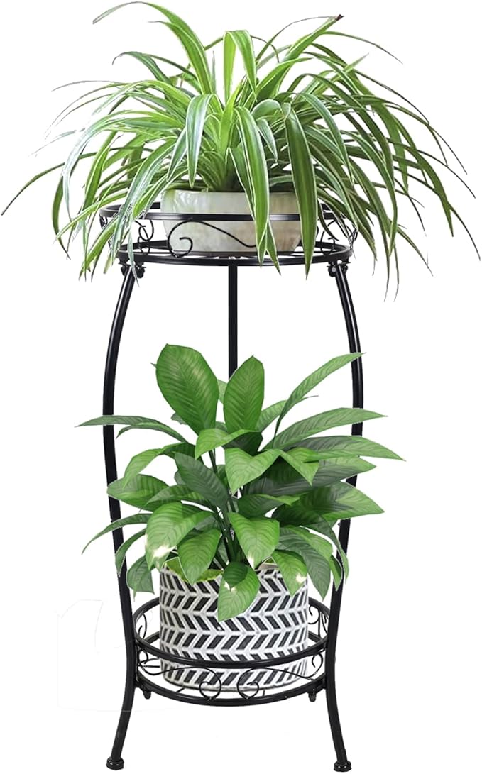 Plant Stand Indoor Outdoor 2 Tier 27" Tall Metal Potted Holder Rack Flower Pot Stand