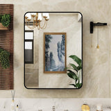 20x28 Inch Black Recessed Bathroom Medicine Cabinet with Mirror Metal Framed Farmhouse Surface Wall Mounted Mirrored Bathroom