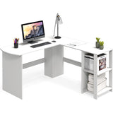 L-Shaped Home Office Wood Corner Desk, White