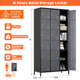 Metal Locker for School Office Gym Bedroom, 18 Doors Steel Storage Lockers Cabinet