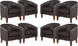 Comfy Barrel Accent Chair Set of 2 - Faux Leather Living Room Chair Club Chair