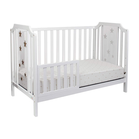 Celeste 3 in 1 Convertible Island Crib, Wood and Acrylic, White