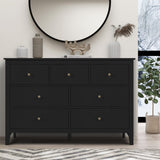 Black Dresser - Modern Dresser for Bedroom, Wooden 7 Drawer Dresser