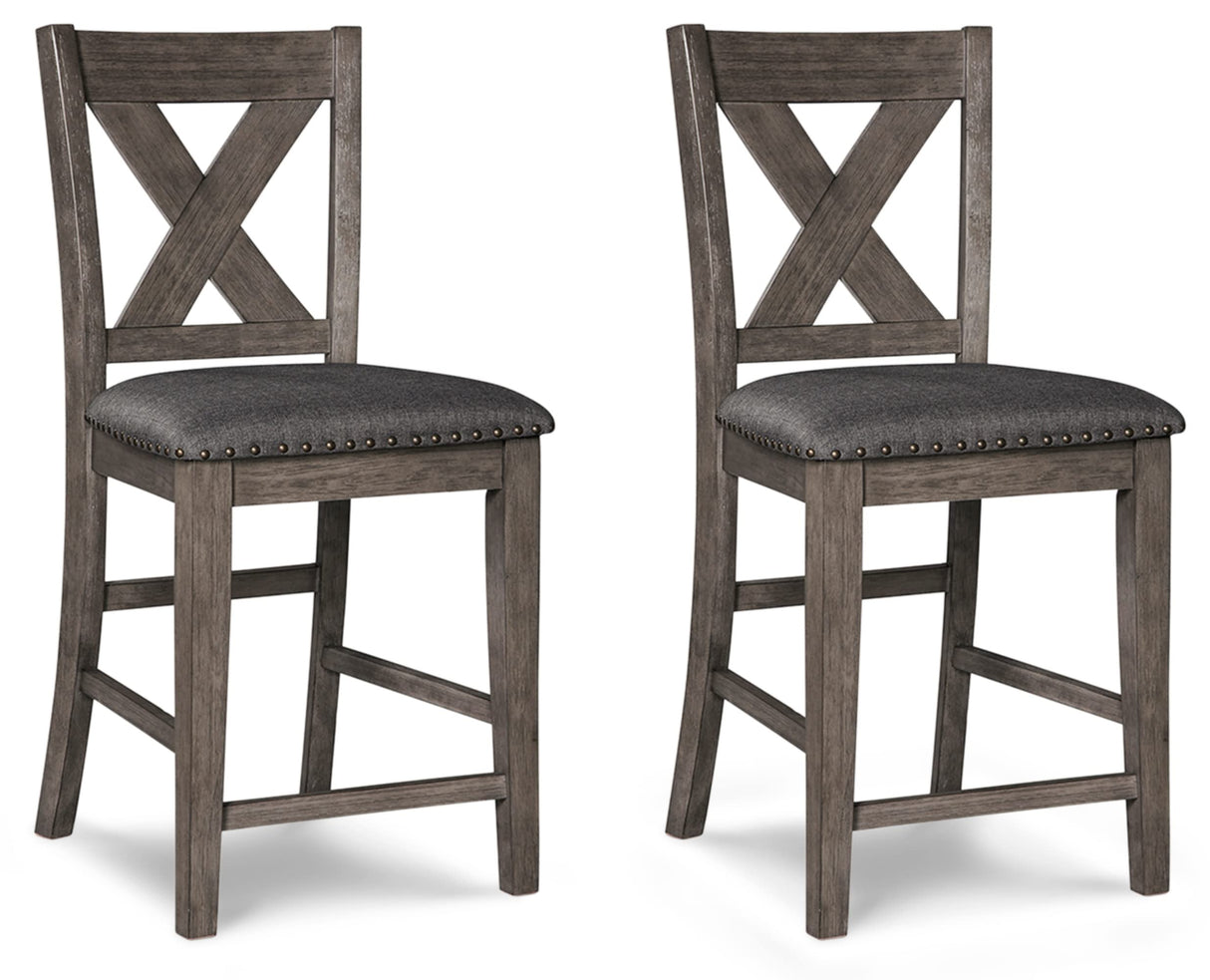 Caitbrook Rustic 24.63" Counter Height Upholstered Barstool, Set of 2, Gray