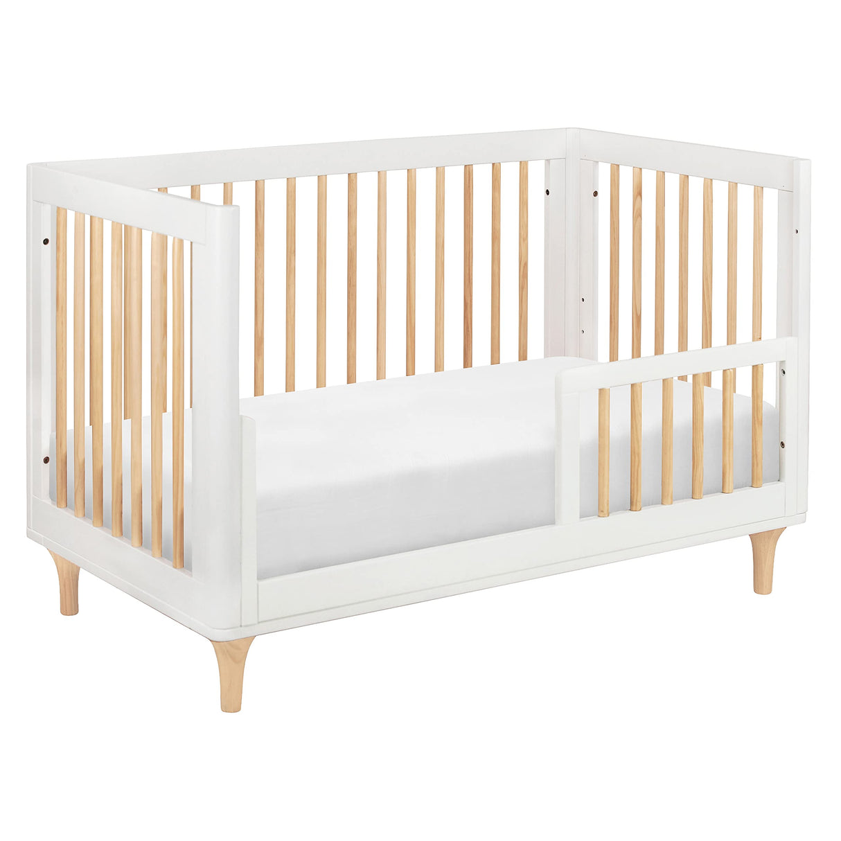 Lolly 3-in-1 Convertible Crib with Toddler Bed Conversion Kit in White and Natural,