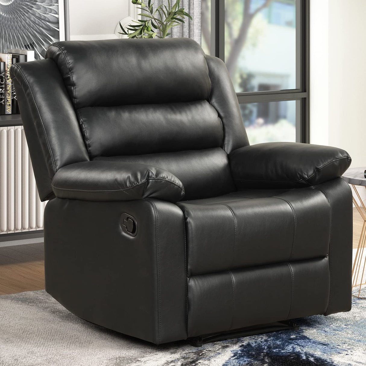 Manual Recliner Chair, Breathable PU Leather Reclining Chair, Extra Wide Recliners