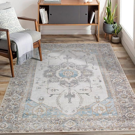 Machine Washable 2'6x6'6 Area Rug with Non Slip Backing for Living Room, Bedroom