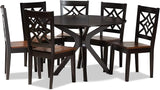 Miela Modern and Contemporary Dark Brown Finished Wood 7-Piece Dining Set