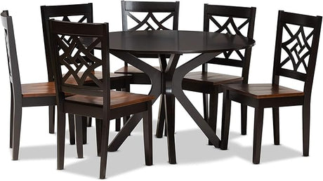 Miela Modern and Contemporary Dark Brown Finished Wood 7-Piece Dining Set