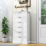 Tall White 6 Drawer Dresser, Wood Vertical Chest of Drawers for Bedroom, 55