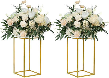 10 Pack 23.75 Inch Gold Wedding Flower Stand Metal Vase Column Stand Geometric Centerpiece Vase