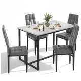 5-Piece Dining Table Set for 4, 47.24-Inch Faux Marble Kitchen Table with Highback PU Leather Chairs, Modern Dining Room Table Set for Apartment, Kitchens, Restaurant