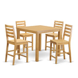 CAFE5-OAK-W 5 Piece Counter Height Pub Set Includes a Square Dining Room Table