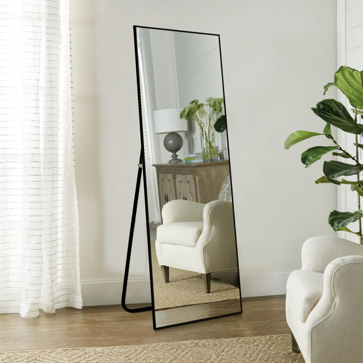 Full Length Mirror, 59x16 Inch Aluminum Alloy Frame Large Wall Mirror, Vanity Mirror