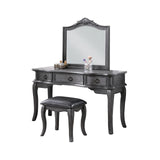 FYN 60 Inch Vanity Desk Set with Matching Stool and Mirror, Gray Solid Wood