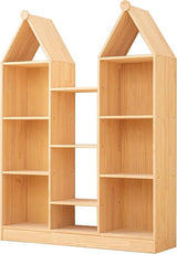 Wooden 7 Compartment Storage Cabinet Organizer Kids 3 Tier Wood Bookshelf