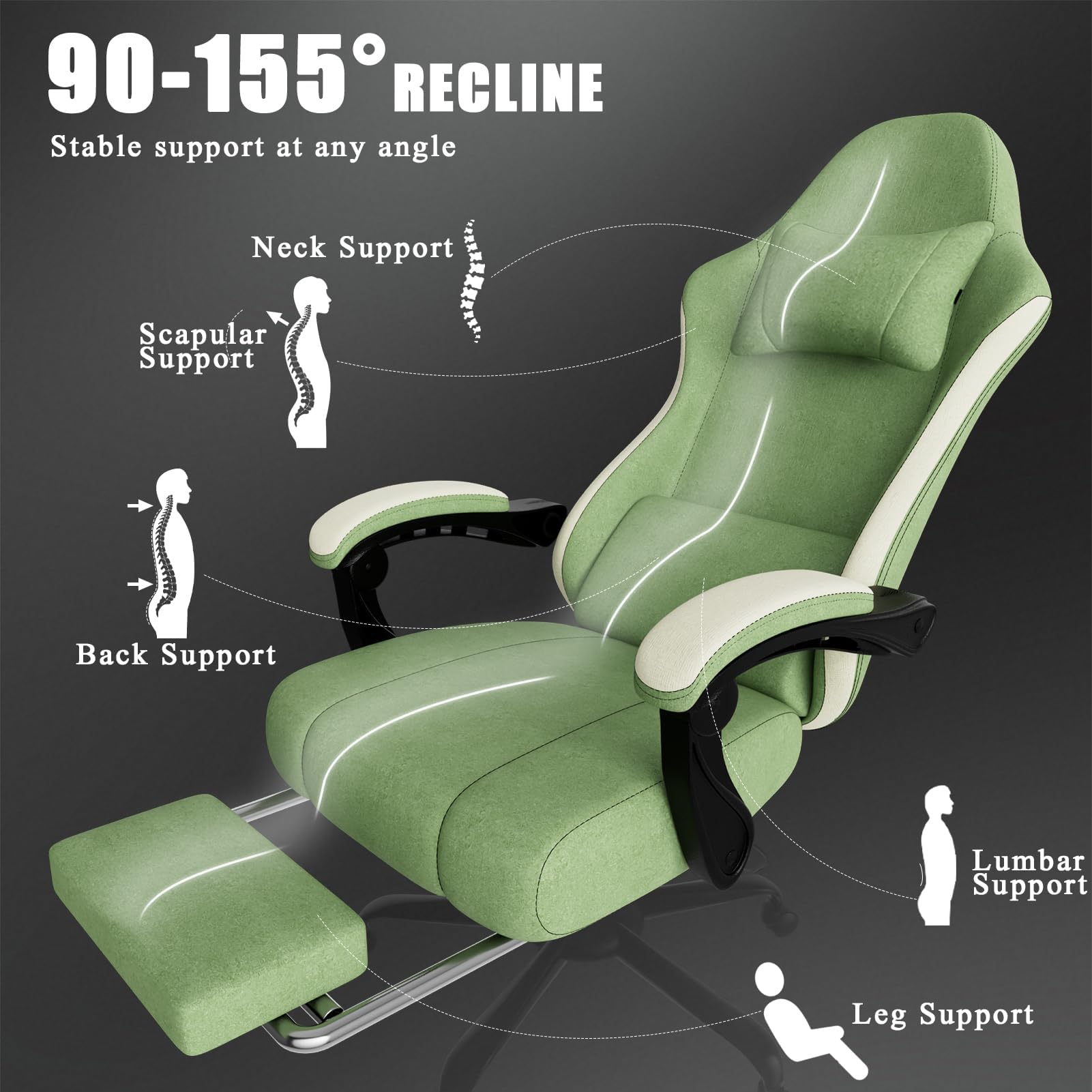 Ergonomic Gaming Chair with Pocketed Spring Cushion and Footrest
