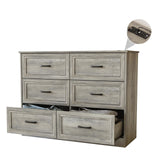 Dresser for Bedroom, 6 Drawer Wide Dresser Organizer with Charging Station