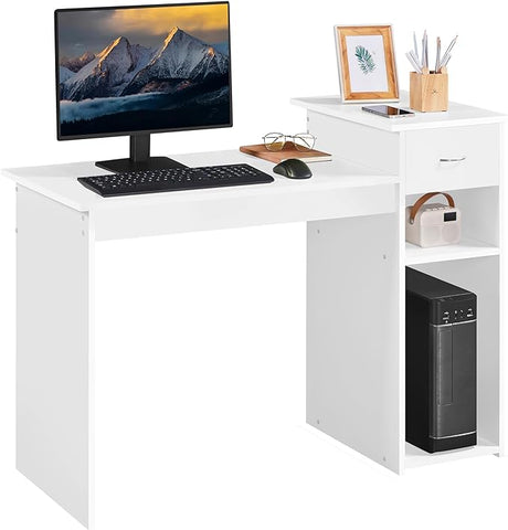 Home Office Computer Desk with Storage Drawer and Monitor Stand