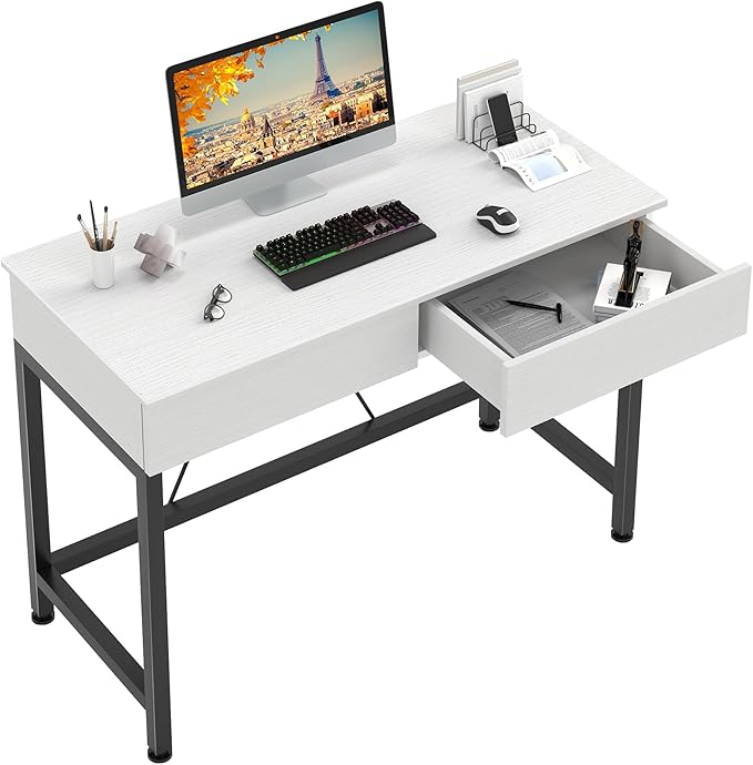 40Inch Small Desk with 2 Wooden Drawers,Vanity Desks for Home Office