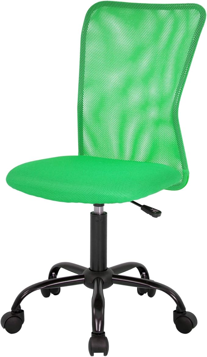Home Office Chair Mid Back Mesh Desk Chair Armless Computer Chair Ergonomic Task Rolling Swivel Chair Back Support Adjustable Modern Chair with Lumbar Support (Blue)