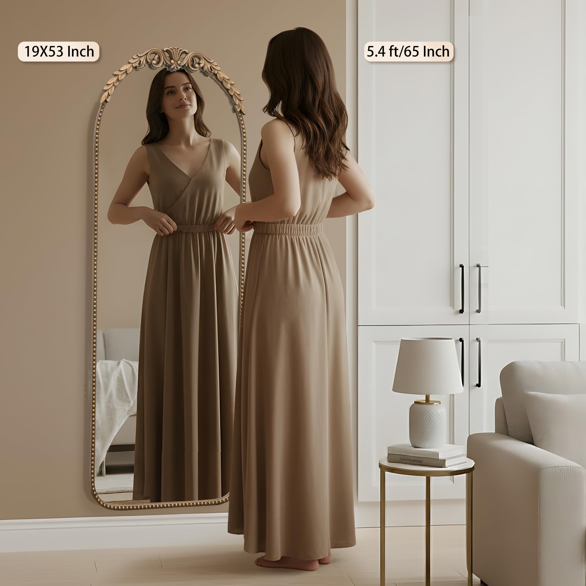 Gold Full Length Mirror 53x19 - Ornate Baroque Antique Floor Mirror