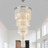 Large Long Crystal Chandelier for High Ceiling, 37-Lights Modern Gold Big Foyer Entrance Crystal