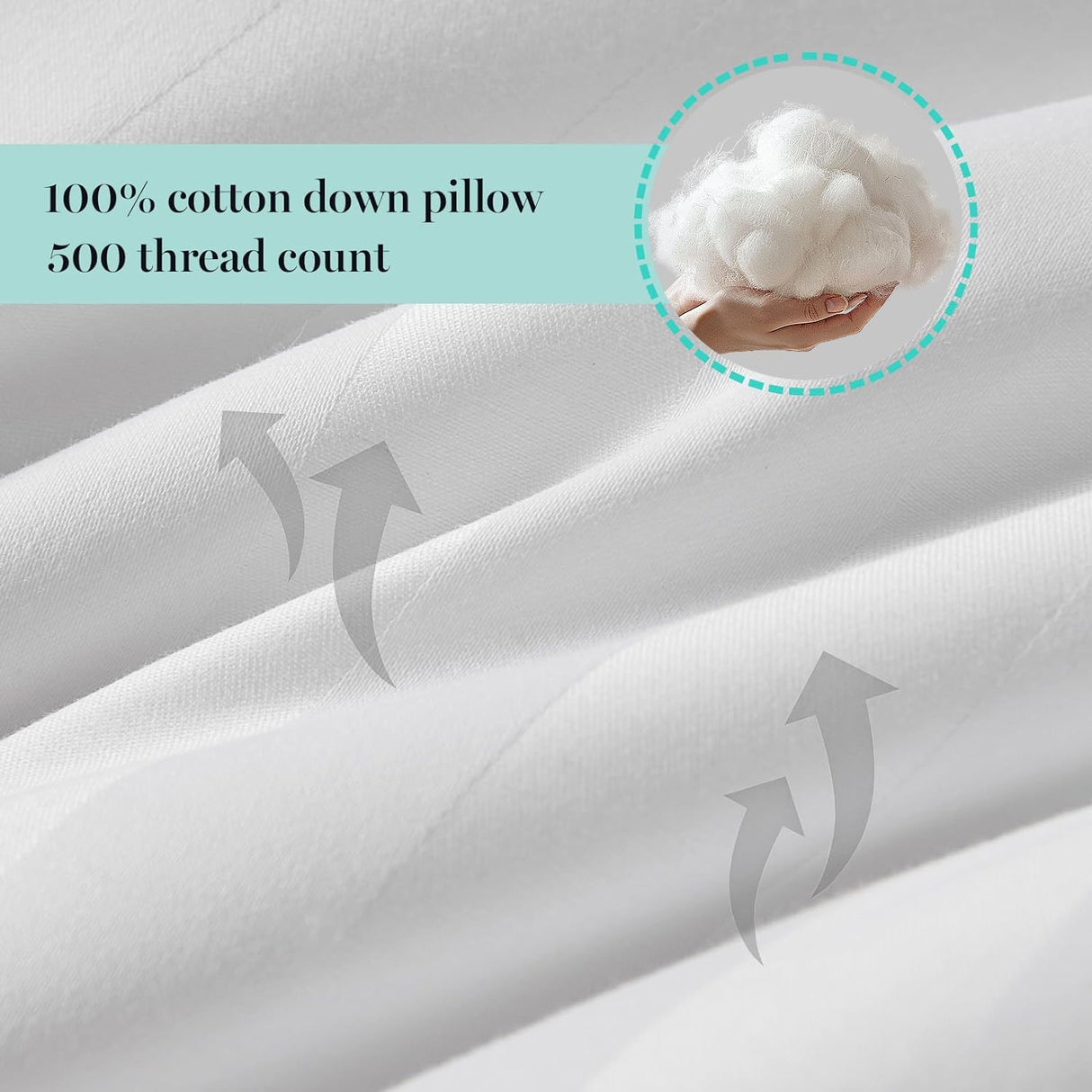 Hotel Collection Meidum Soft Feather Down Pillows 100% Cotton 500 Thread