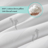 Hotel Collection Meidum Soft Feather Down Pillows 100% Cotton 500 Thread