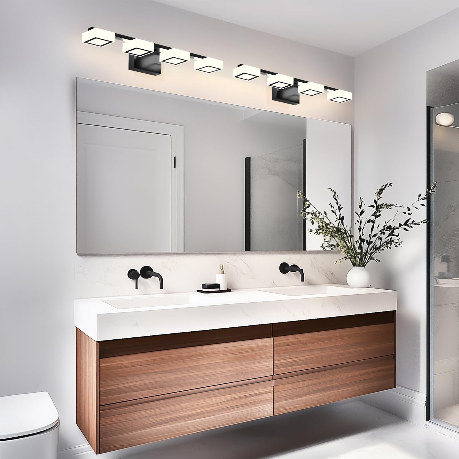 LED Modern Bathroom Light Fixtures, 4-Light Dimmable 5CCT Vanity Lights