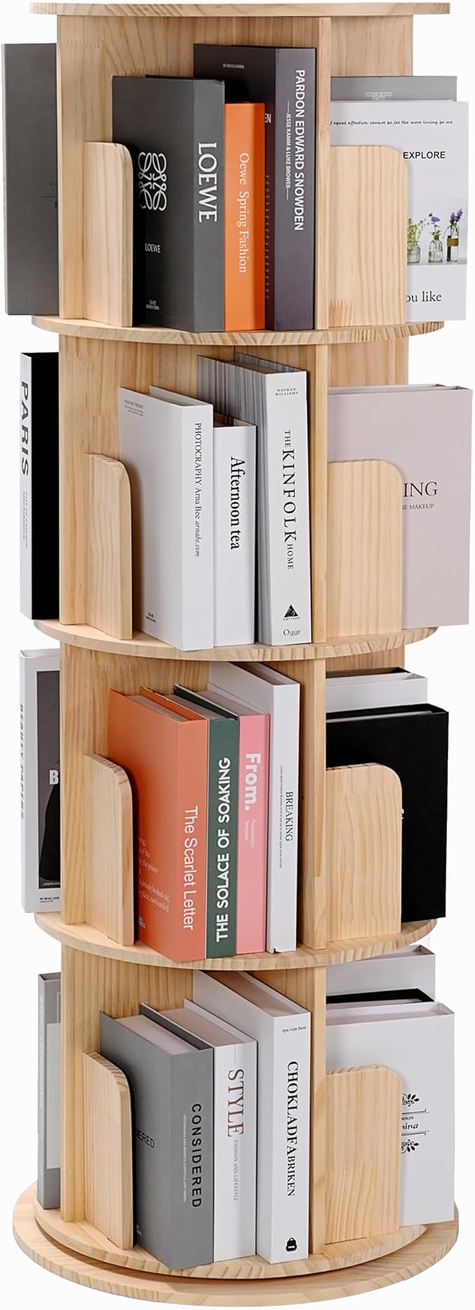 Rotating Bookshelf, 360 Display Corner Bookshelf for Small Space, 5 Tier Floor Standing Bookcase