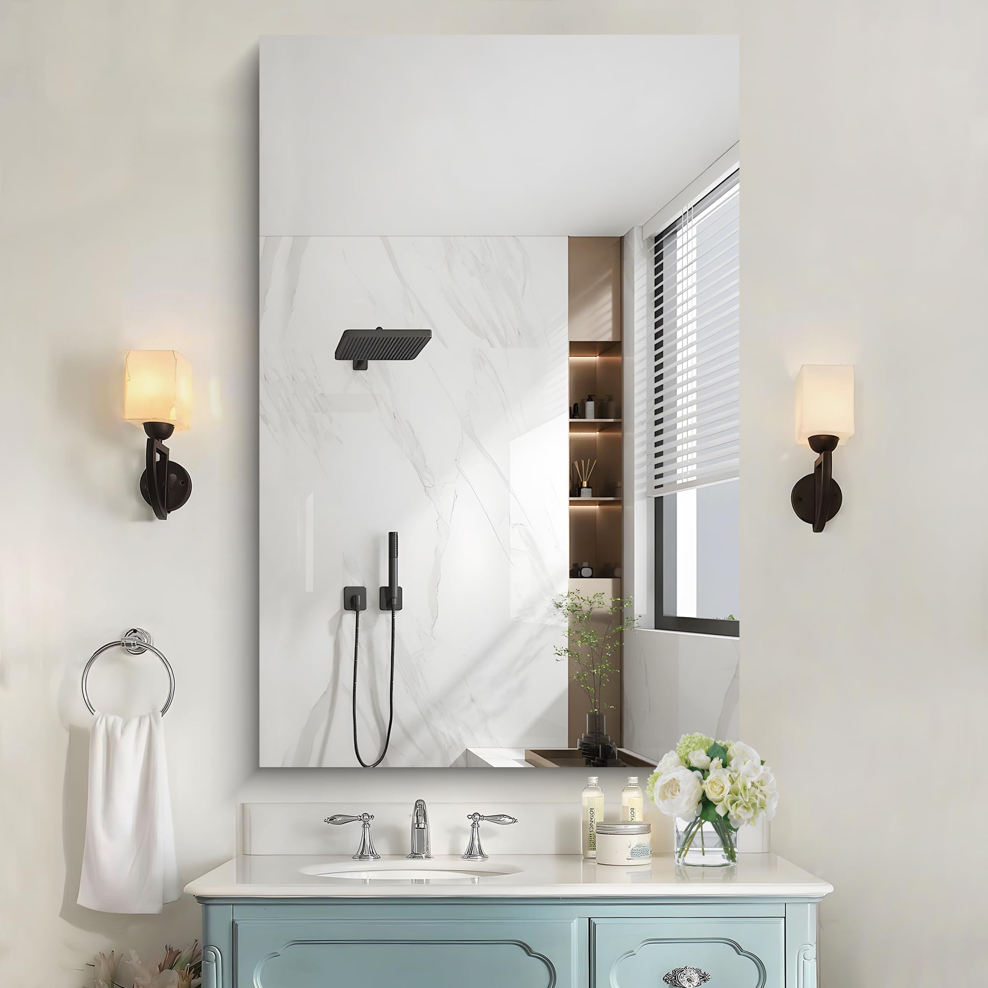 Frameless Mirror,  Bathroom Mirror for Over Sink, Unframed Vanity Mirror